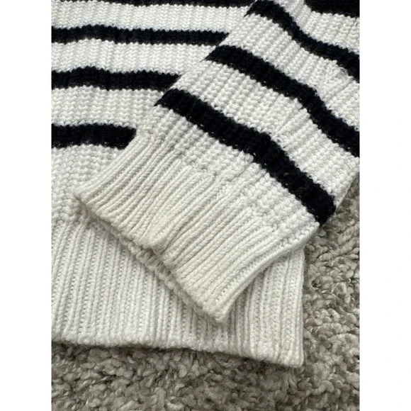 Sezane Ivory and Black Striped Button Henley Sweater - Picture 15 of 16